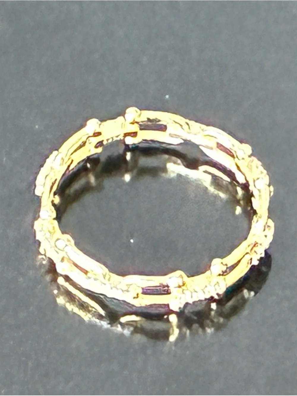 Sterling Silver 925 Gold Link Chain Ring Sz 8